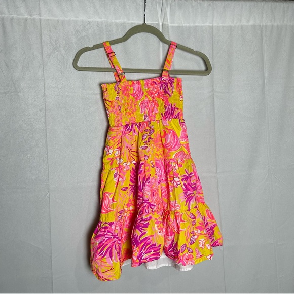 Lilly Pulitzer Pink Yellow Floral Print Casual Sleeveless Dress Size Large - Picture 2 of 7